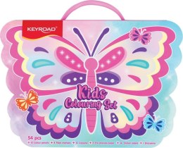 Zestaw artystyczny dla dzieci KEYROAD, 54 elementy, pudełko z rączką, motyl