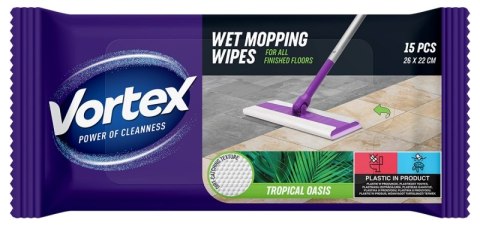 Chusteczki do mopowania podłóg na mokro VORTEX, tropikalna oaza, 15 szt.