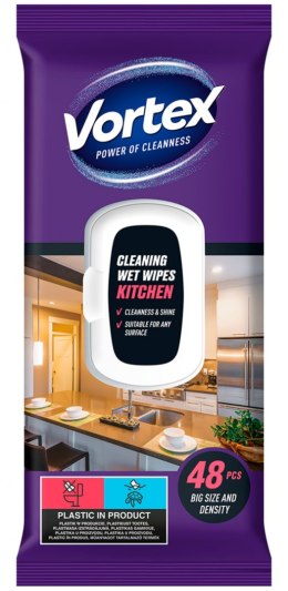 Chusteczki nawilżane VORTEX, do kuchni, z klapką, 48 szt.