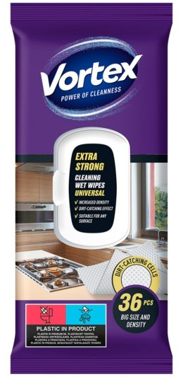 Chusteczki nawilżane VORTEX, uniwersalne, extra strong, z klapką, 36 szt.