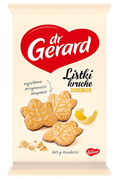 Ciastka DR GERARD Listki Kruche, maślane z polewą kakaową, 165g