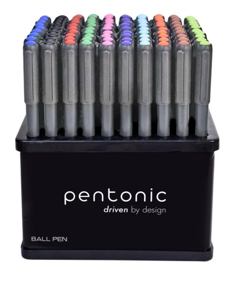 Display długopisów LINC Pentonic, śr. kulki 1,0mm, gr. linii 0,5mm, 100 szt., mix kolorów