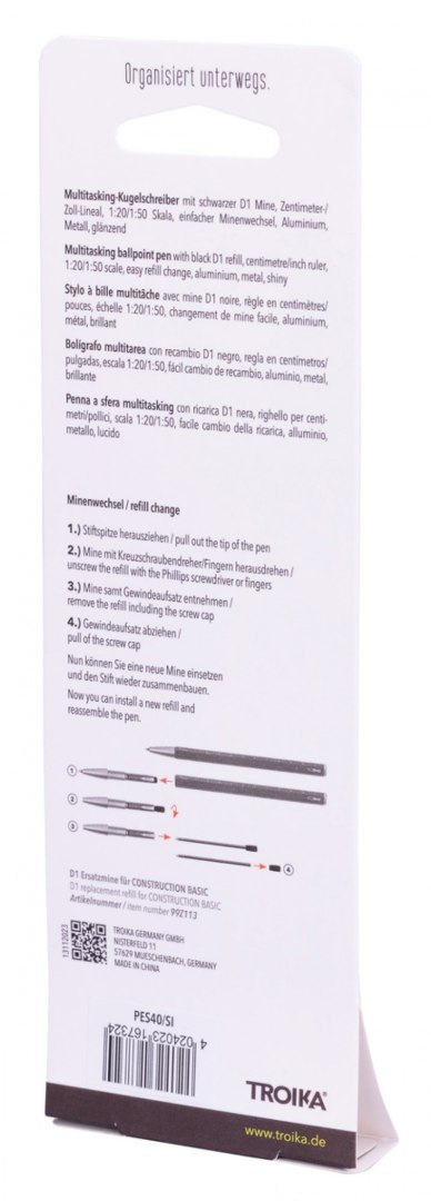 Długopis wielozadaniowy TROIKA Construction Basic, srebrny