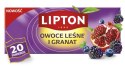 Herbata LIPTON owocowa, owoce leśne i granat, 20 torebek
