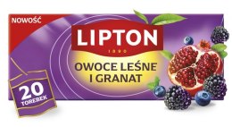 Herbata LIPTON owocowa, owoce leśne i granat, 20 torebek