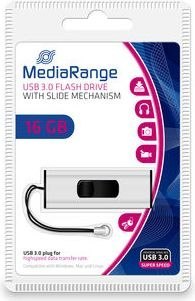 Pamięć Pendrive MediaRange 16GB USB 3.2 Gen 1 możliwość zawieszenia, srebrno-czarny, MR915
