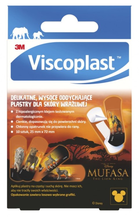 Plastry dziecięce VISCOPLAST-3M, Mufasa Król Lew, 72x25 mm, 10 szt., pudełko