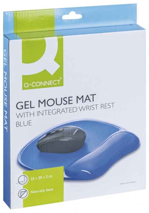Podkładka pod mysz Q-CONNECT, żelowa, z podparciem dla nadgarstka, niebieska