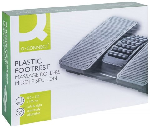 Podnóżek Q-CONNECT, 430x320mm, z oddzielnymi platformami na nogi, masażer, czarny