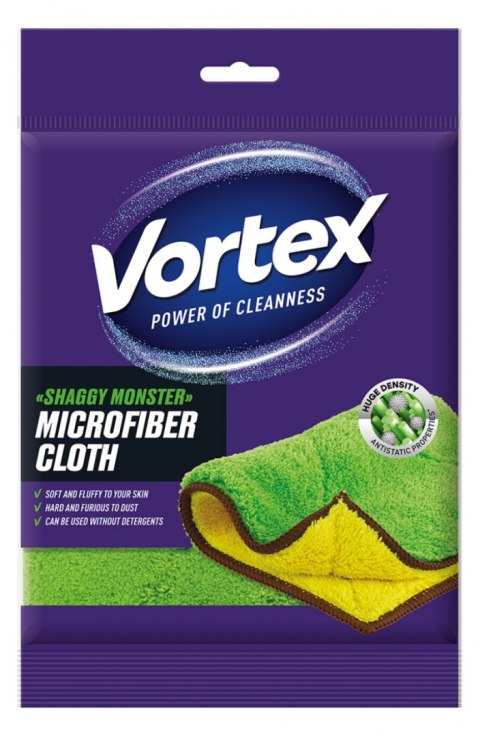 Ściereczka z mikrofibry VORTEX Shaggy Monter, zielono-żółta