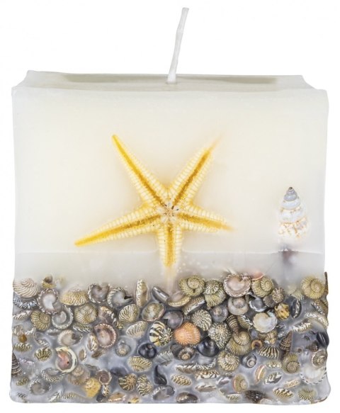 Świeca kwadrat DONAU HOME Brezza, 90x90mm, morska bryza, biały