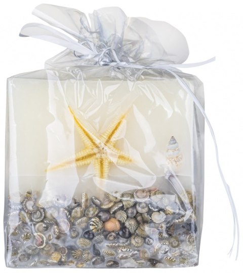 Świeca kwadrat DONAU HOME Brezza, 90x90mm, morska bryza, biały