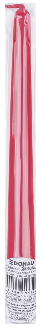 Świeca szpic DONAU HOME Standard Kolor, 22x230mm, 40 szt., czerwony