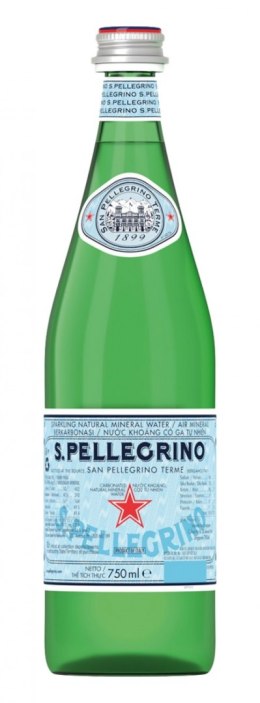 Woda S.PELLEGRINO, delikatny gaz, butelka szklana, 0,75l