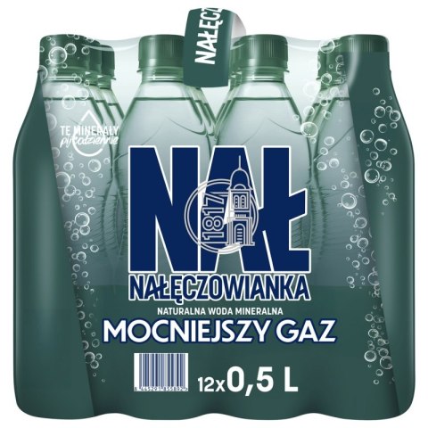 Woda mineralna NAŁĘCZOWIANKA, mocny gaz, 0,5l, kaucja