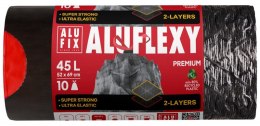 Worki na śmieci ALUFIX Aluflexy, z taśmą, LDPE, 45l, 10 szt., stalowe