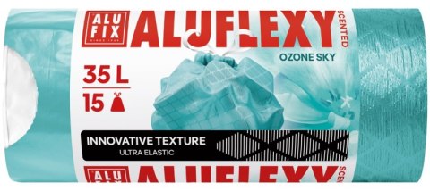 Worki na śmieci ALUFIX Aluflexy, zapach, LDPE, 35l, 15 szt., turkusowe