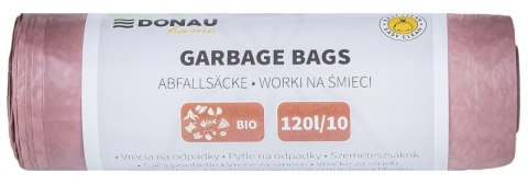 Worki na śmieci DONAU HOME, do segregacji, odpady BIO (LDPE), 120l, 10 szt., brązowe