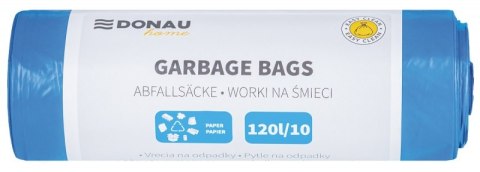Worki na śmieci DONAU HOME, do segregacji, papier (LDPE), 120l, 10 szt., niebieskie