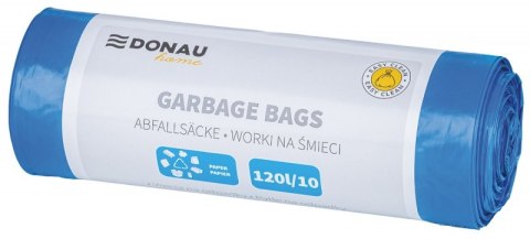 Worki na śmieci DONAU HOME, do segregacji, papier (LDPE), 120l, 10 szt., niebieskie
