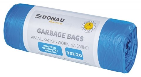 Worki na śmieci DONAU HOME, wiązane (LDHD), 35l, 20 szt., niebieskie