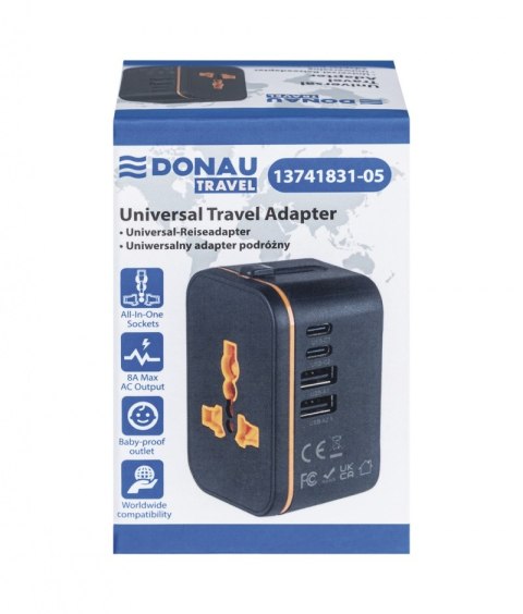 Adapter podróżny DONAU TRAVEL 205, czarny