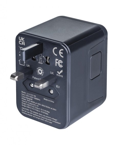 Adapter podróżny DONAU TRAVEL 521, czarny