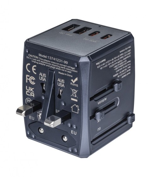 Adapter podróżny DONAU TRAVEL 904, czarny