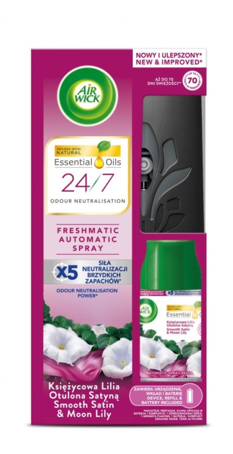 Automatyczny odświeżacz powietrza AIR WICK FRESHMATIC komplet z wkładem, księżycowa lilia otulona satyną, 250 ml