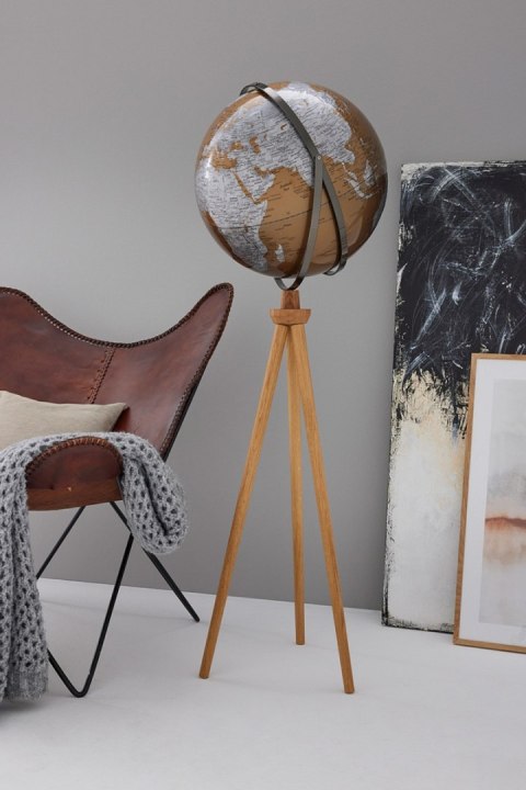 Globus TROIKA Sputnik, na stojaku, śr. 43cm, wys. 1,40m, brązowo-srebrny