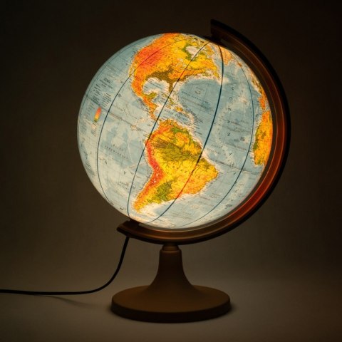 Globus polityczno-fizyczny GŁOWALA, podświetlany, plast. niska stopka, śr. 320mm, w pudełku, z aplikacją AR