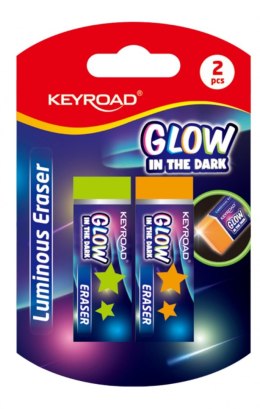 Gumka do ścierania KEYROAD Luminious, fluorescencyjna, 2 szt., blister, mix kolorów