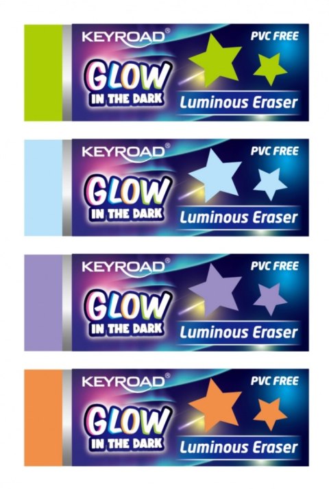Gumka do ścierania KEYROAD Luminious, fluorescencyjna, 2 szt., blister, mix kolorów