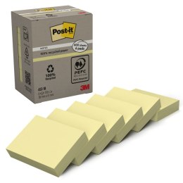 Karteczki samoprzylepne POST-IT® Recycled Notes (653-1B), 38x51mm, 6x100 kart., żółte