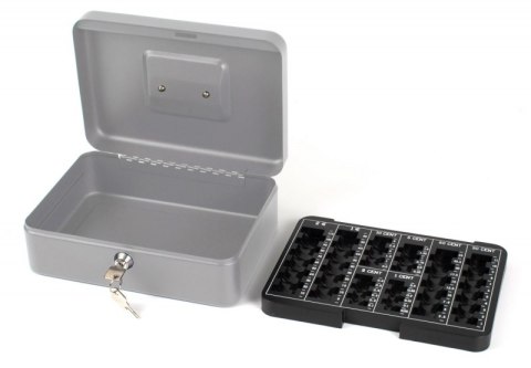 Kasetka na pieniądze Q-CONNECT, duża, 255x200x90mm, srebrna