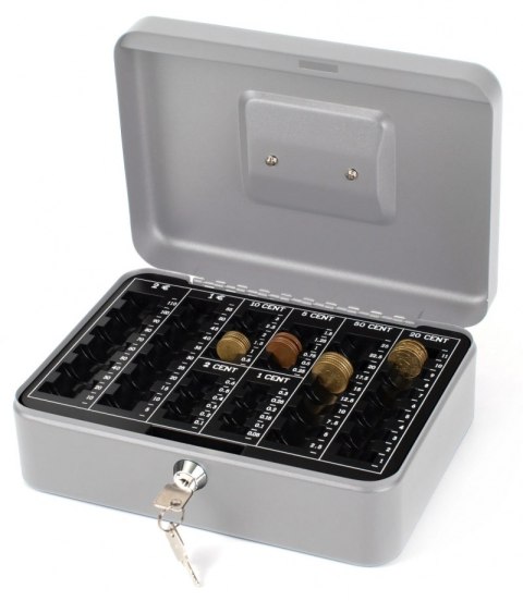 Kasetka na pieniądze Q-CONNECT, duża, 255x200x90mm, srebrna