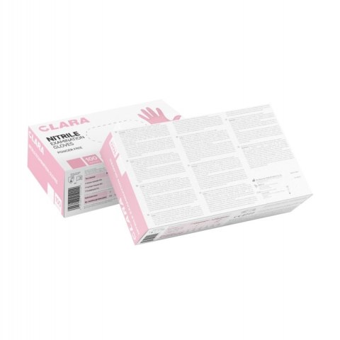 Rękawice nitrylowe bezpudrowe CLARA, 100 szt., rozmiar L, różowe