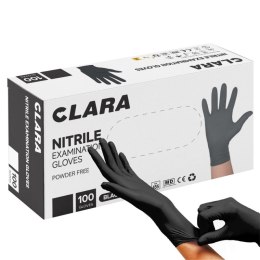 Rękawice nitrylowe bezpudrowe CLARA, 100 szt., rozmiar XS, czarne
