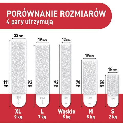 Rzepy COMMAND™ (17203WHI-12-PTGR-VP), do wieszania obrazów, małe i średnie, zestaw 4+8 par (24 rzepy), białe