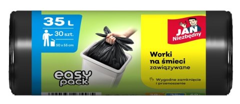 Worki na śmieci JAN NIEZBĘDNY HD Easy-Pack, 35l, 30szt., czarne