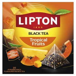 Herbata LIPTON czarna, owoce tropikalne, 20 piramidek