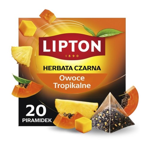 Herbata LIPTON czarna, owoce tropikalne, 20 piramidek