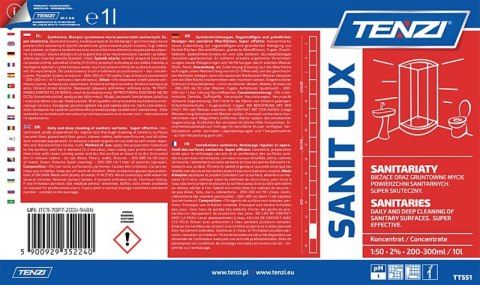 Koncentrat do gruntownego mycia powierzchni sanitarnych TENZI, Sanit Lux, 1l