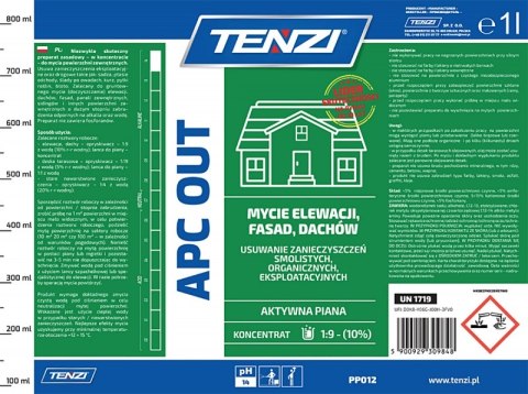 Koncentrat do mycia fasad, elewacji, tarasów TENZI, Apc Out, 1l
