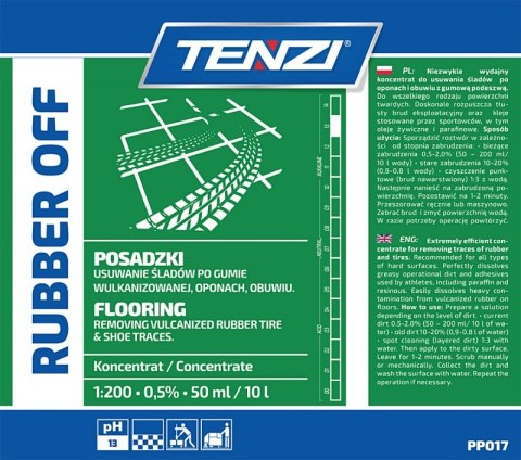 Koncentrat do usuwania śladów po gumie i oponach TENZI, Rubber Off, 10l