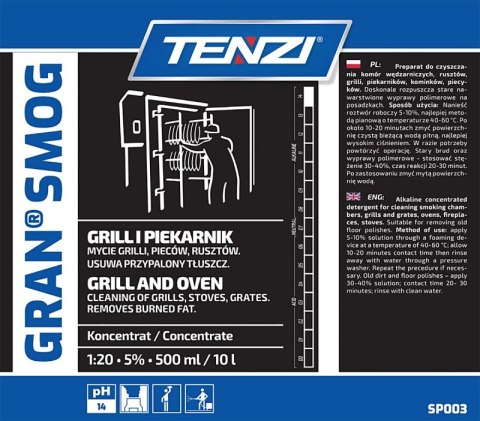 Koncentrat do usuwania tłuszczu, sadzy, smoły TENZI, Gran Smog, 5l