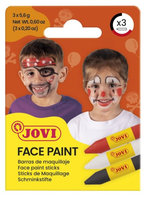 Kredki do malowania twarzy JOVI Scary, 3x5,6g, 3 szt., mix kolorów