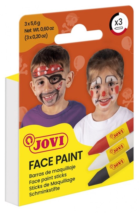 Kredki do malowania twarzy JOVI Scary, 3x5,6g, 3 szt., mix kolorów