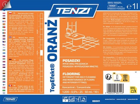Neutralny płyn do mycia posadzek TENZI, Topefekt, zapach pomarańczy, Oranż, 1l