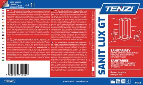 Płyn do bieżącego mycia powierzchni sanitarnych TENZI, Sanit Lux GT, 1l